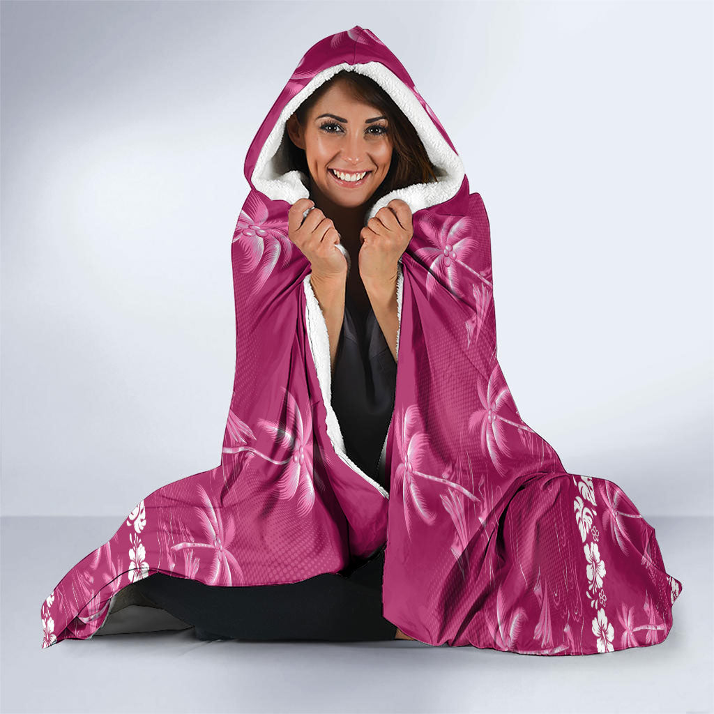 Pink Hawaii Palm Tree Hibiscus Hooded Blanket Fantasy Summer Vibe LT01 - Polynesian Pride