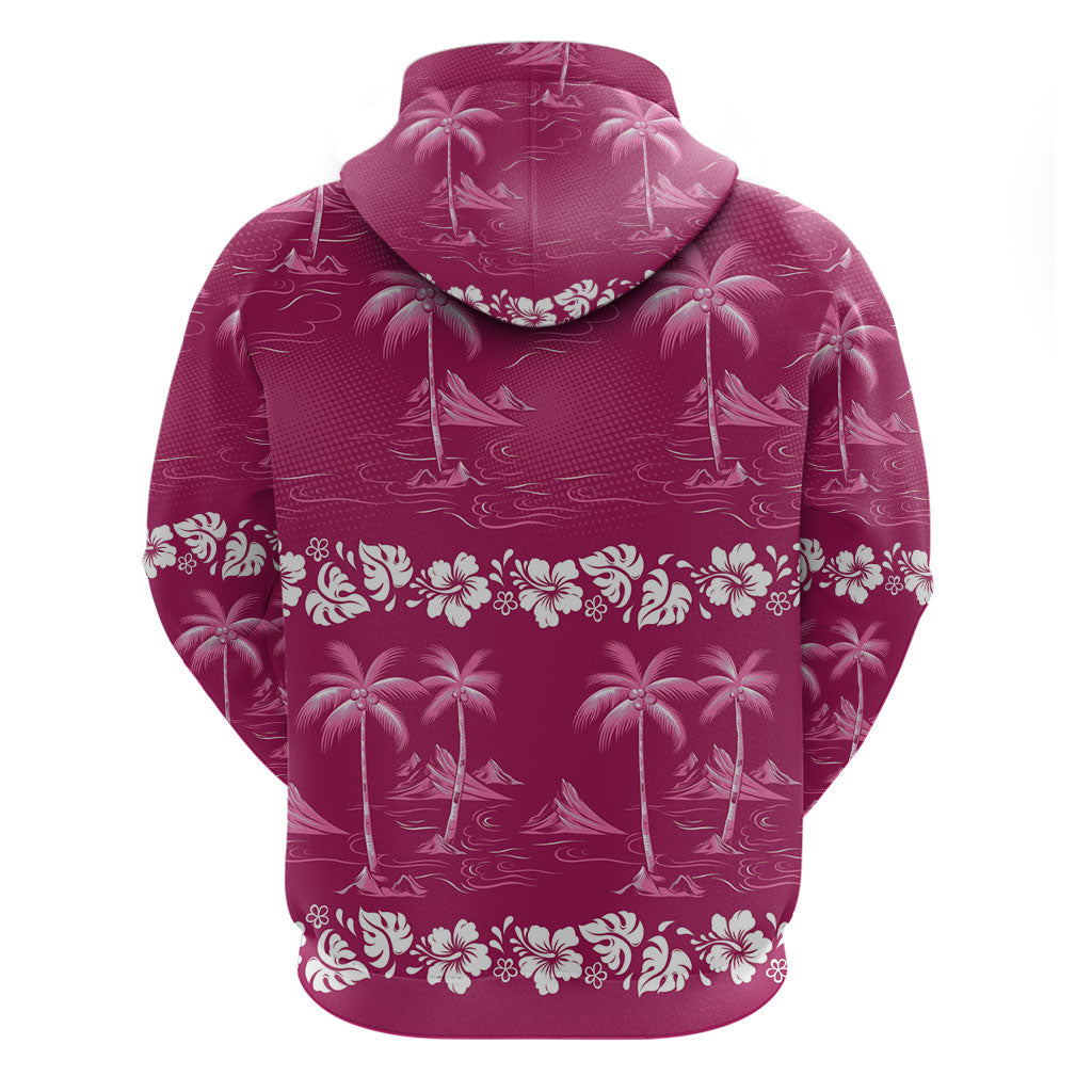 Pink Hawaii Palm Tree Hibiscus Hoodie Fantasy Summer Vibe LT01 - Polynesian Pride
