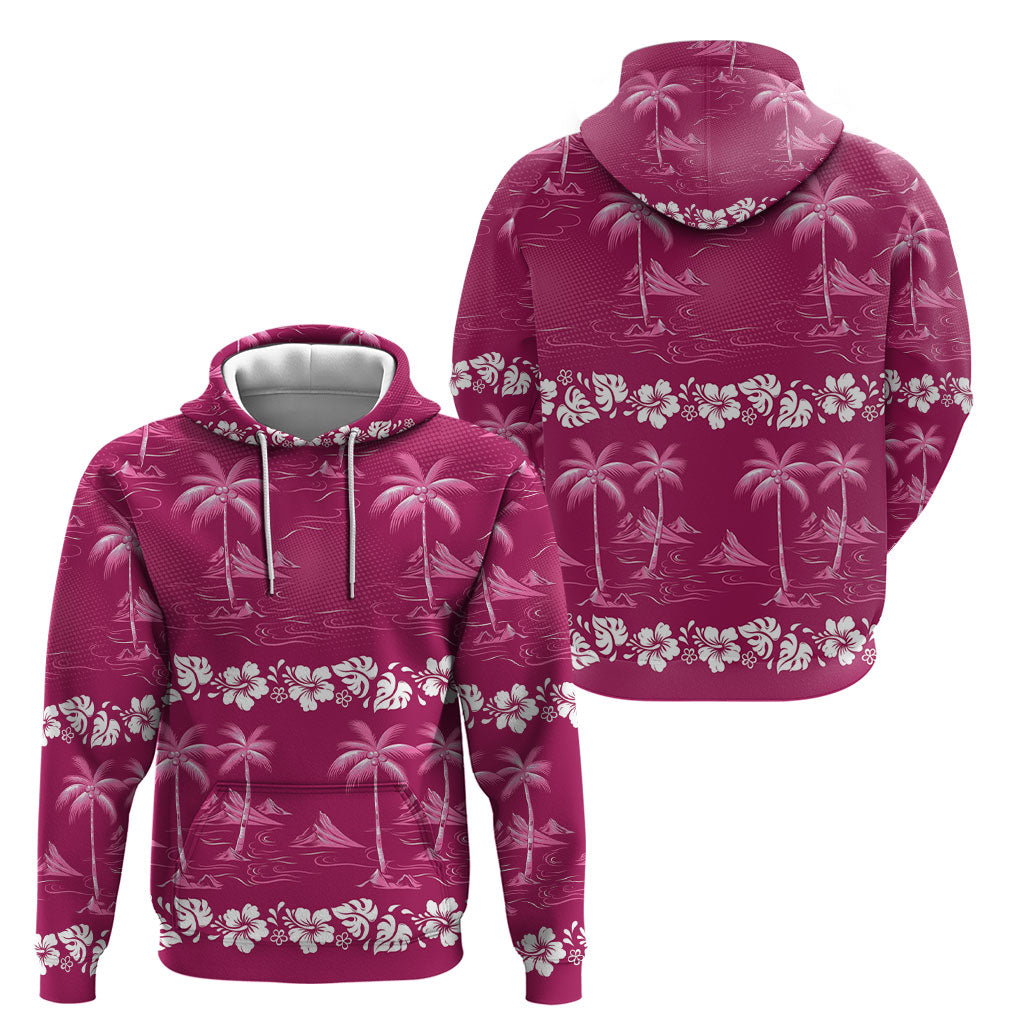 Pink Hawaii Palm Tree Hibiscus Hoodie Fantasy Summer Vibe LT01 - Polynesian Pride