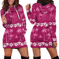 Pink Hawaii Palm Tree Hibiscus Hoodie Dress Fantasy Summer Vibe LT01 - Polynesian Pride