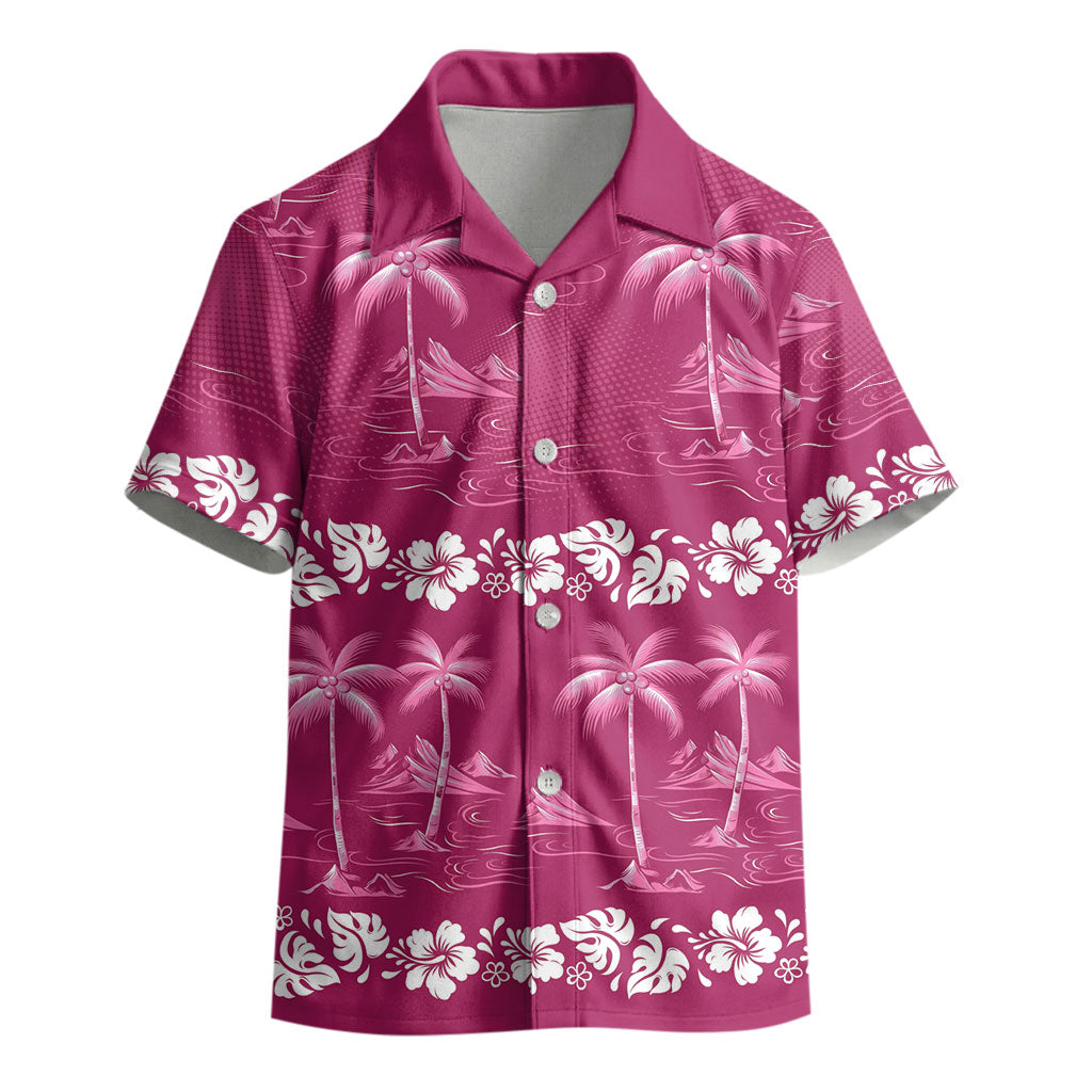 Pink Hawaii Palm Tree Hibiscus Kid Hawaiian Shirt Fantasy Summer Vibe LT01 - Polynesian Pride