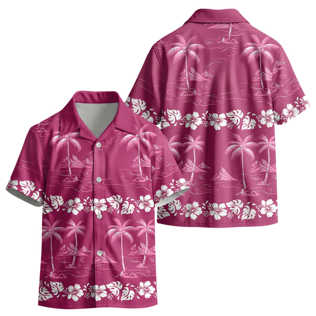 Pink Hawaii Palm Tree Hibiscus Kid Hawaiian Shirt Fantasy Summer Vibe LT01 - Polynesian Pride