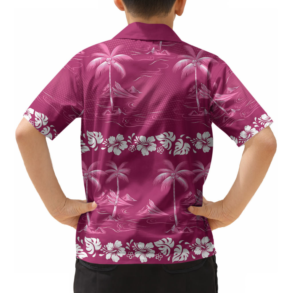 Pink Hawaii Palm Tree Hibiscus Kid Hawaiian Shirt Fantasy Summer Vibe LT01 - Polynesian Pride