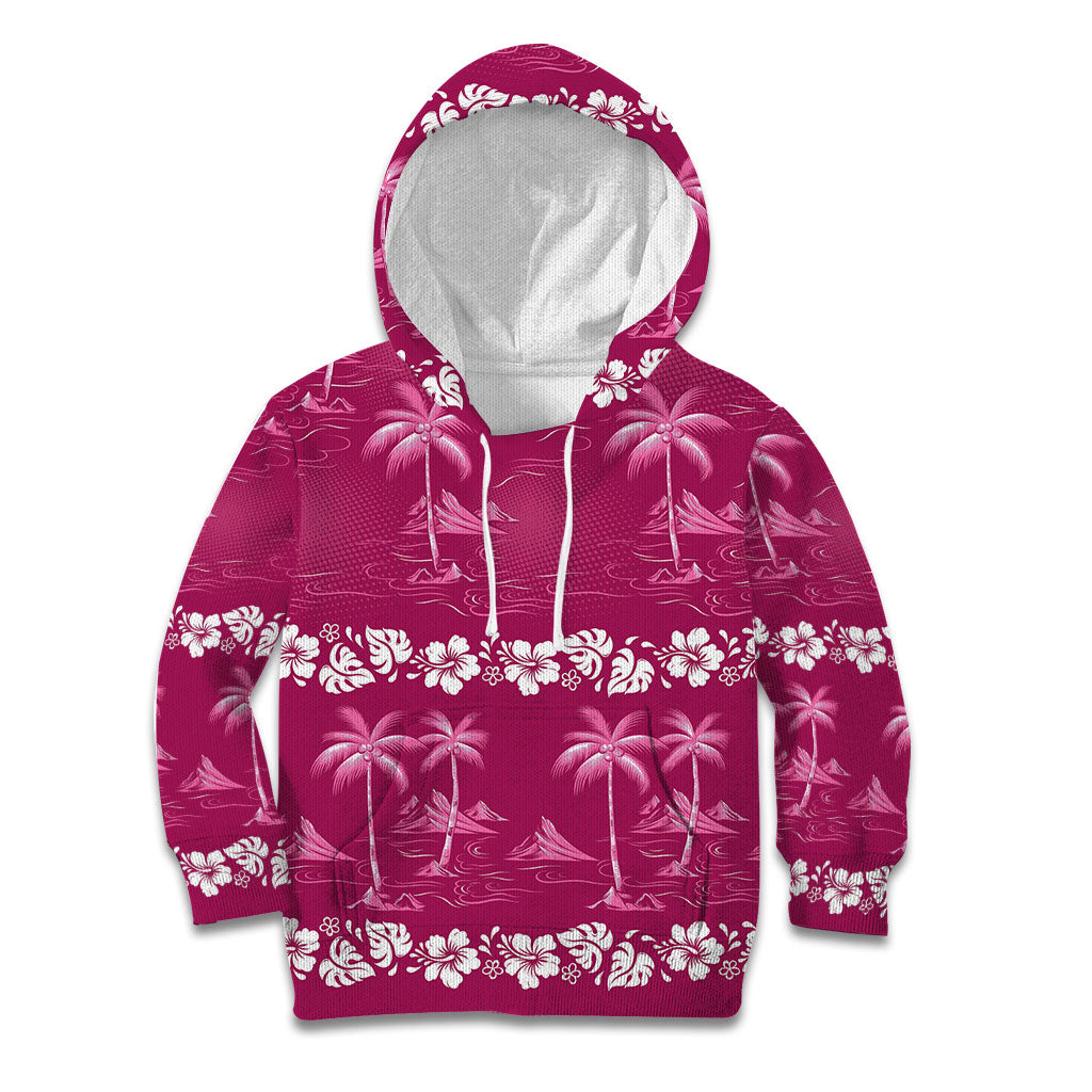 Pink Hawaii Palm Tree Hibiscus Kid Hoodie Fantasy Summer Vibe