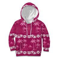 Pink Hawaii Palm Tree Hibiscus Kid Hoodie Fantasy Summer Vibe LT01 Hoodie Pink - Polynesian Pride
