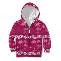 Pink Hawaii Palm Tree Hibiscus Kid Hoodie Fantasy Summer Vibe LT01 Zip Hoodie Pink - Polynesian Pride