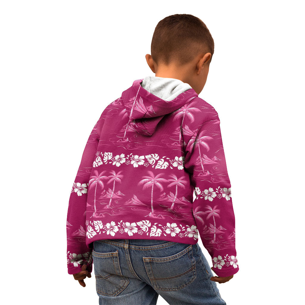 Pink Hawaii Palm Tree Hibiscus Kid Hoodie Fantasy Summer Vibe LT01 - Polynesian Pride