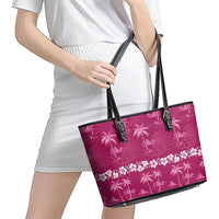 Pink Hawaii Palm Tree Hibiscus Leather Tote Bag Fantasy Summer Vibe LT01 - Polynesian Pride