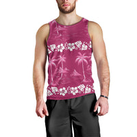 Pink Hawaii Palm Tree Hibiscus Men Tank Top Fantasy Summer Vibe LT01 - Polynesian Pride