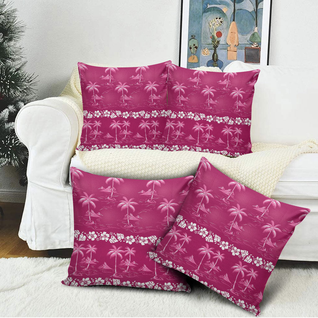 Pink Hawaii Palm Tree Hibiscus Pillow Cover Fantasy Summer Vibe LT01 - Polynesian Pride