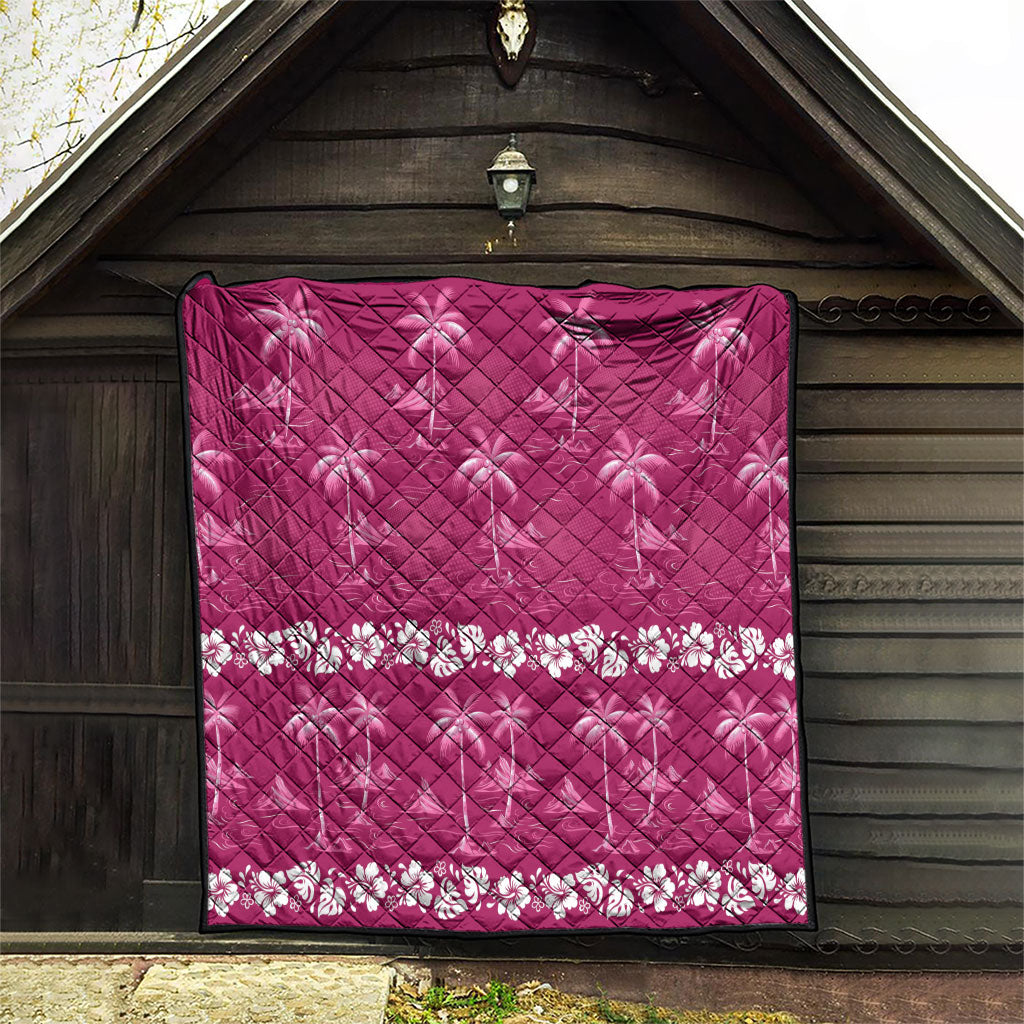 Pink Hawaii Palm Tree Hibiscus Quilt Fantasy Summer Vibe LT01 - Polynesian Pride