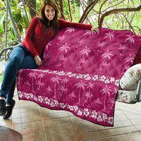 Pink Hawaii Palm Tree Hibiscus Quilt Fantasy Summer Vibe LT01 - Polynesian Pride