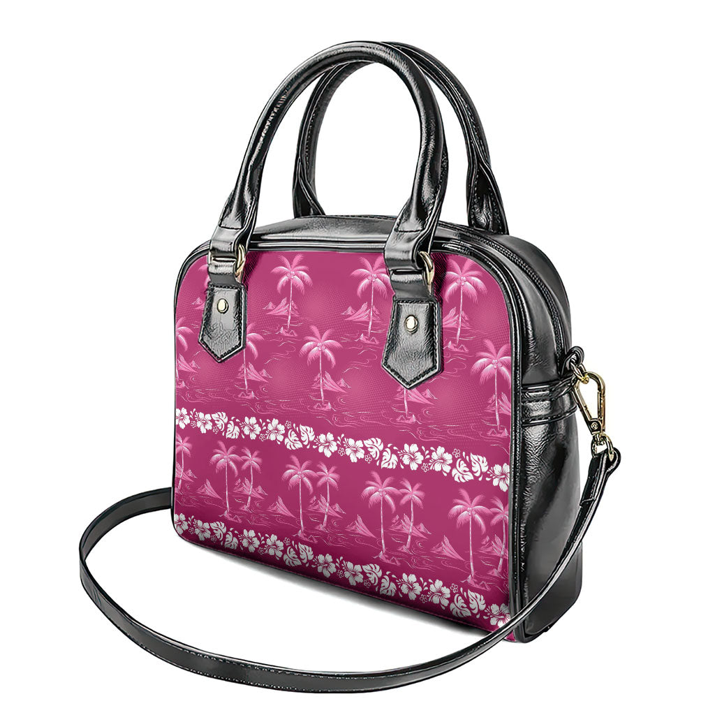 Pink Hawaii Palm Tree Hibiscus Shoulder Handbag Fantasy Summer Vibe LT01 - Polynesian Pride