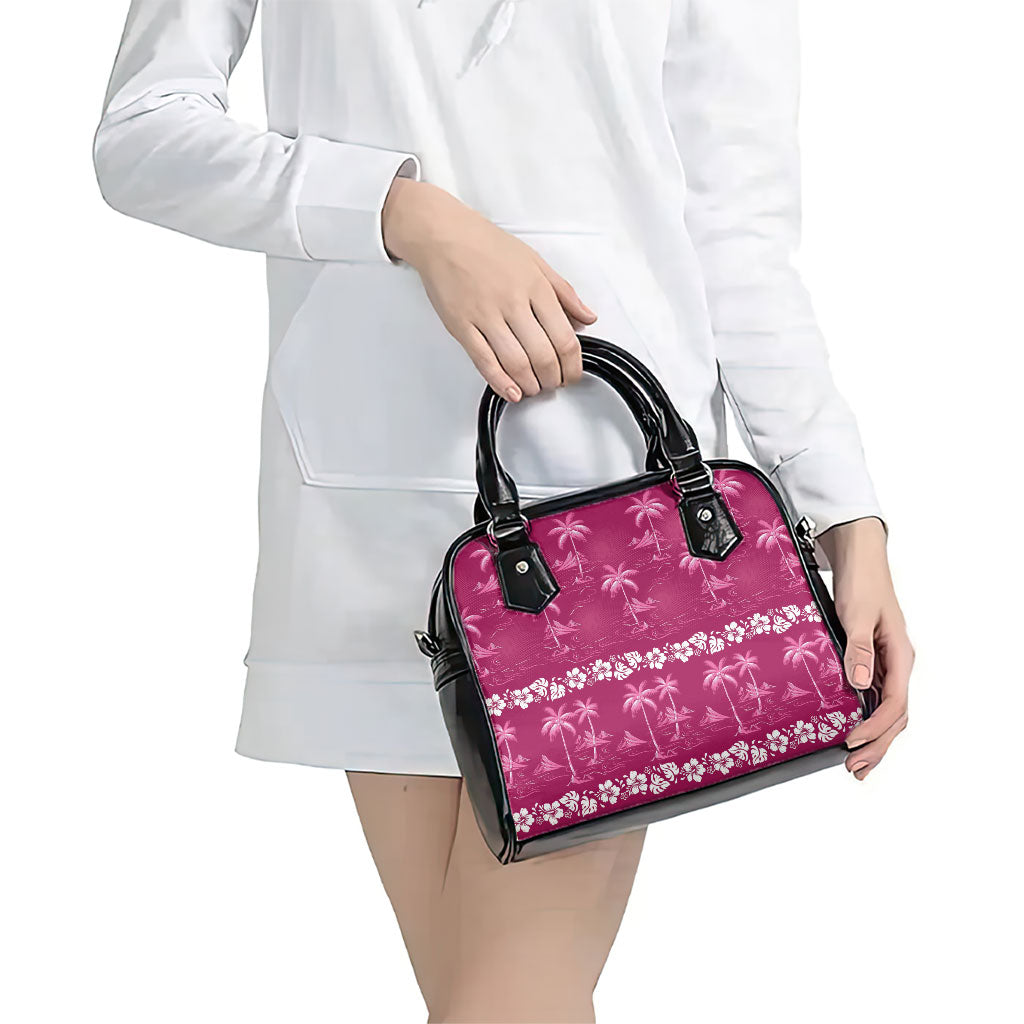 Pink Hawaii Palm Tree Hibiscus Shoulder Handbag Fantasy Summer Vibe LT01 - Polynesian Pride