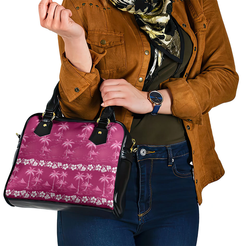 Pink Hawaii Palm Tree Hibiscus Shoulder Handbag Fantasy Summer Vibe LT01 - Polynesian Pride