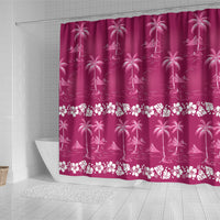 Pink Hawaii Palm Tree Hibiscus Shower Curtain Fantasy Summer Vibe LT01 - Polynesian Pride