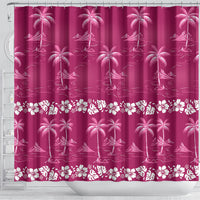 Pink Hawaii Palm Tree Hibiscus Shower Curtain Fantasy Summer Vibe LT01 - Polynesian Pride