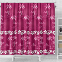 Pink Hawaii Palm Tree Hibiscus Shower Curtain Fantasy Summer Vibe LT01 - Polynesian Pride