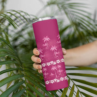 Pink Hawaii Palm Tree Hibiscus Skinny Tumbler Fantasy Summer Vibe LT01 - Polynesian Pride