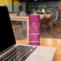 Pink Hawaii Palm Tree Hibiscus Skinny Tumbler Fantasy Summer Vibe LT01 - Polynesian Pride