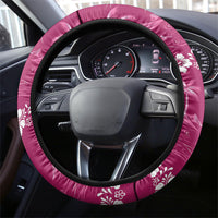 Pink Hawaii Palm Tree Hibiscus Steering Wheel Cover Fantasy Summer Vibe