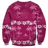 Pink Hawaii Palm Tree Hibiscus Sweatshirt Fantasy Summer Vibe LT01 - Polynesian Pride