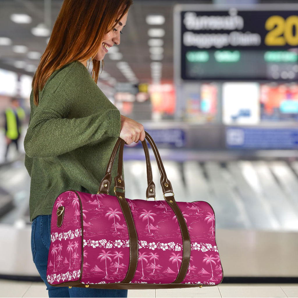 Pink Hawaii Palm Tree Hibiscus Travel Bag Fantasy Summer Vibe