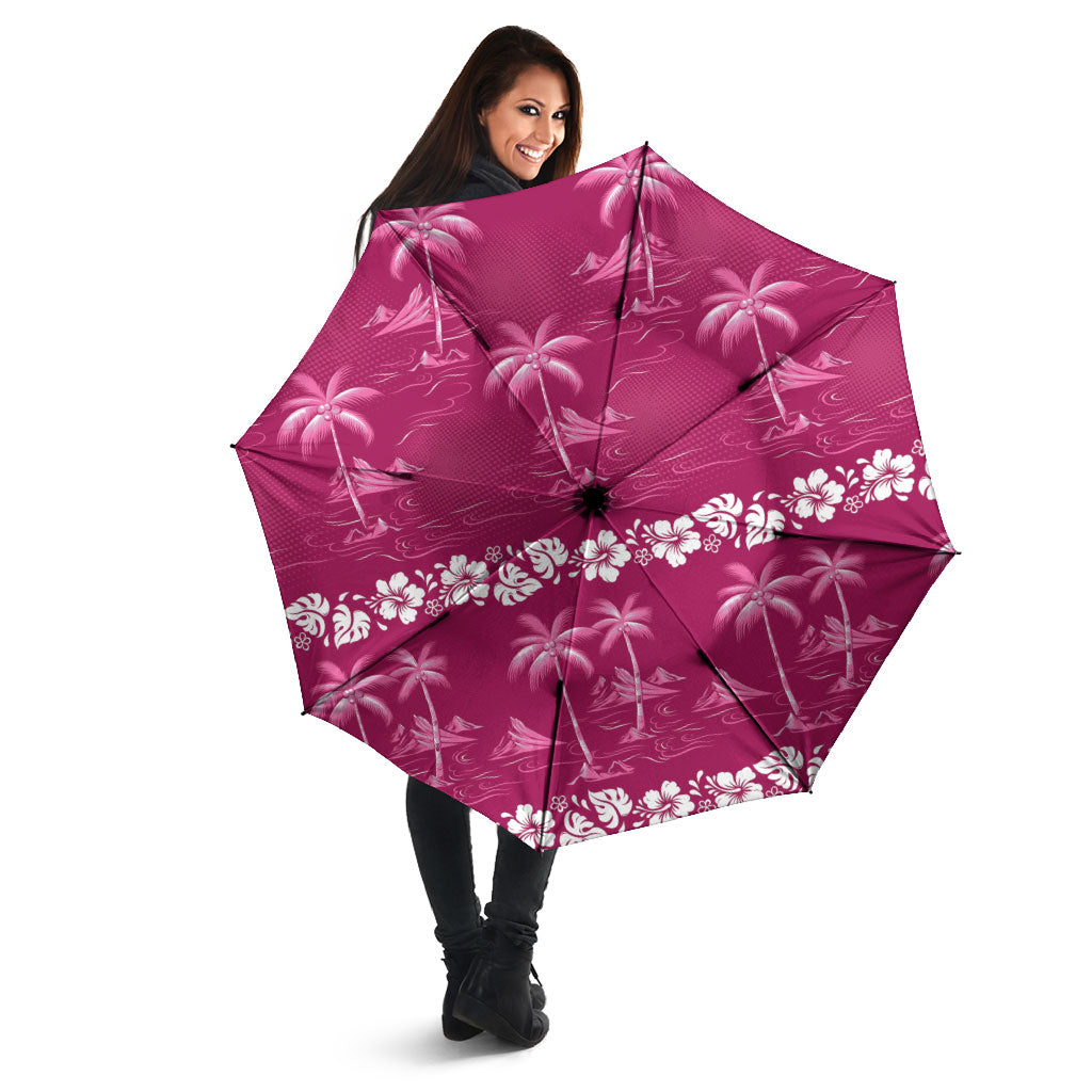 Pink Hawaii Palm Tree Hibiscus Umbrella Fantasy Summer Vibe