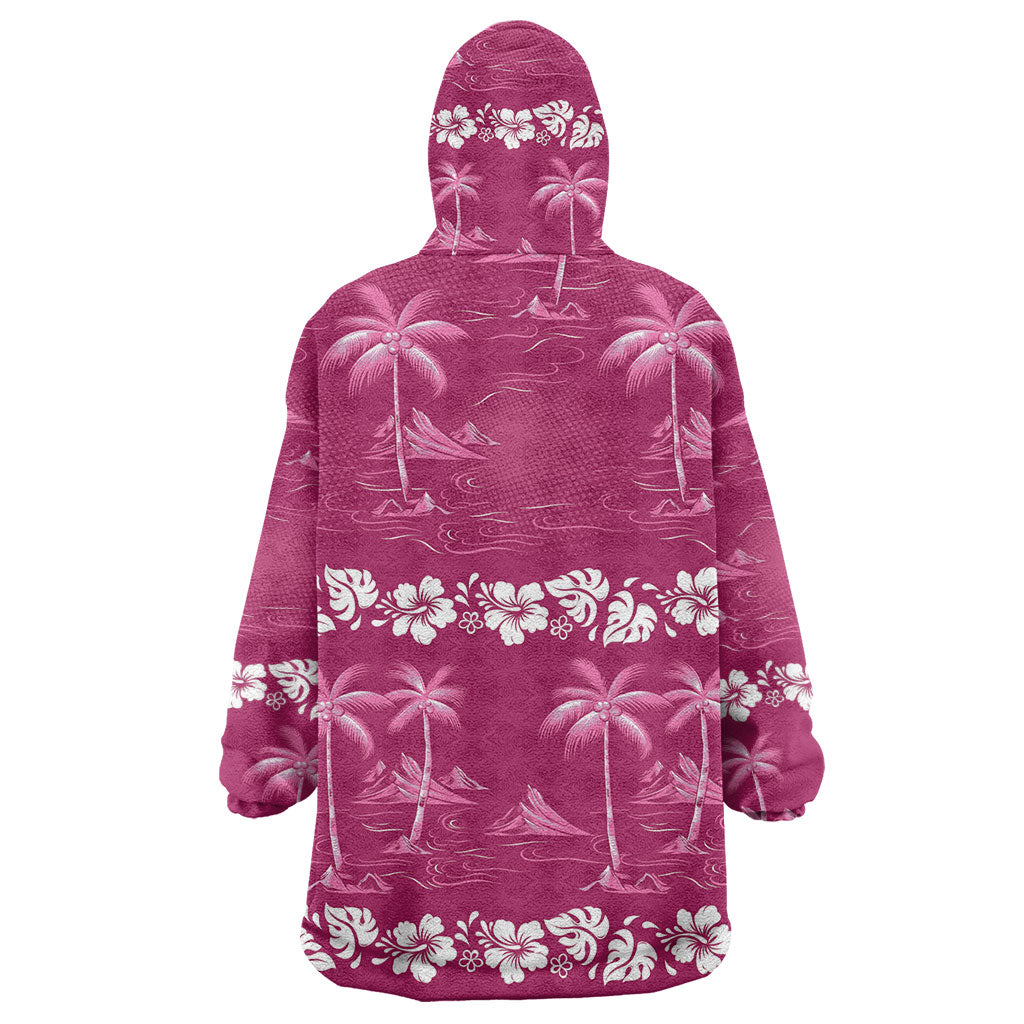 Pink Hawaii Palm Tree Hibiscus Wearable Blanket Hoodie Fantasy Summer Vibe LT01 - Polynesian Pride