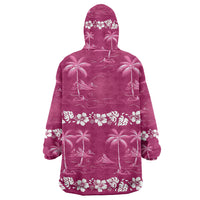 Pink Hawaii Palm Tree Hibiscus Wearable Blanket Hoodie Fantasy Summer Vibe LT01 - Polynesian Pride