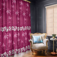 Pink Hawaii Palm Tree Hibiscus Window Curtain Fantasy Summer Vibe