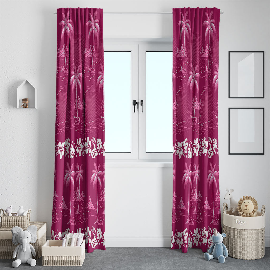 Pink Hawaii Palm Tree Hibiscus Window Curtain Fantasy Summer Vibe