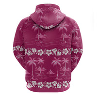 Pink Hawaii Palm Tree Hibiscus Zip Hoodie Fantasy Summer Vibe LT01 - Polynesian Pride