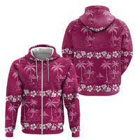 Pink Hawaii Palm Tree Hibiscus Zip Hoodie Fantasy Summer Vibe LT01 - Polynesian Pride