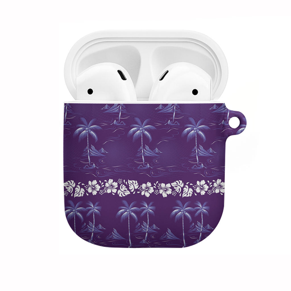 Purple Hawaii Palm Tree Hibiscus AirPods Case Fantasy Summer Vibe LT01 Purple - Polynesian Pride