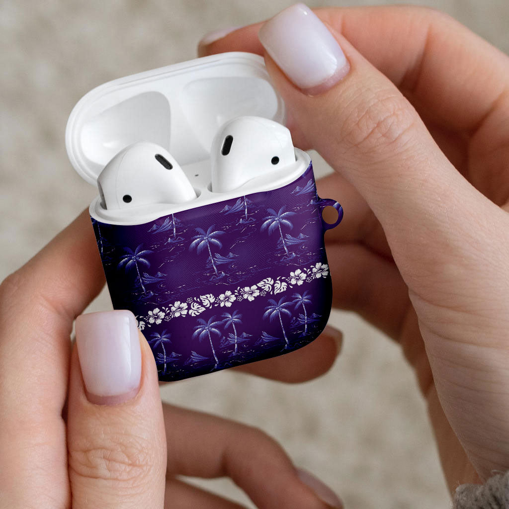 Purple Hawaii Palm Tree Hibiscus AirPods Case Fantasy Summer Vibe LT01 - Polynesian Pride