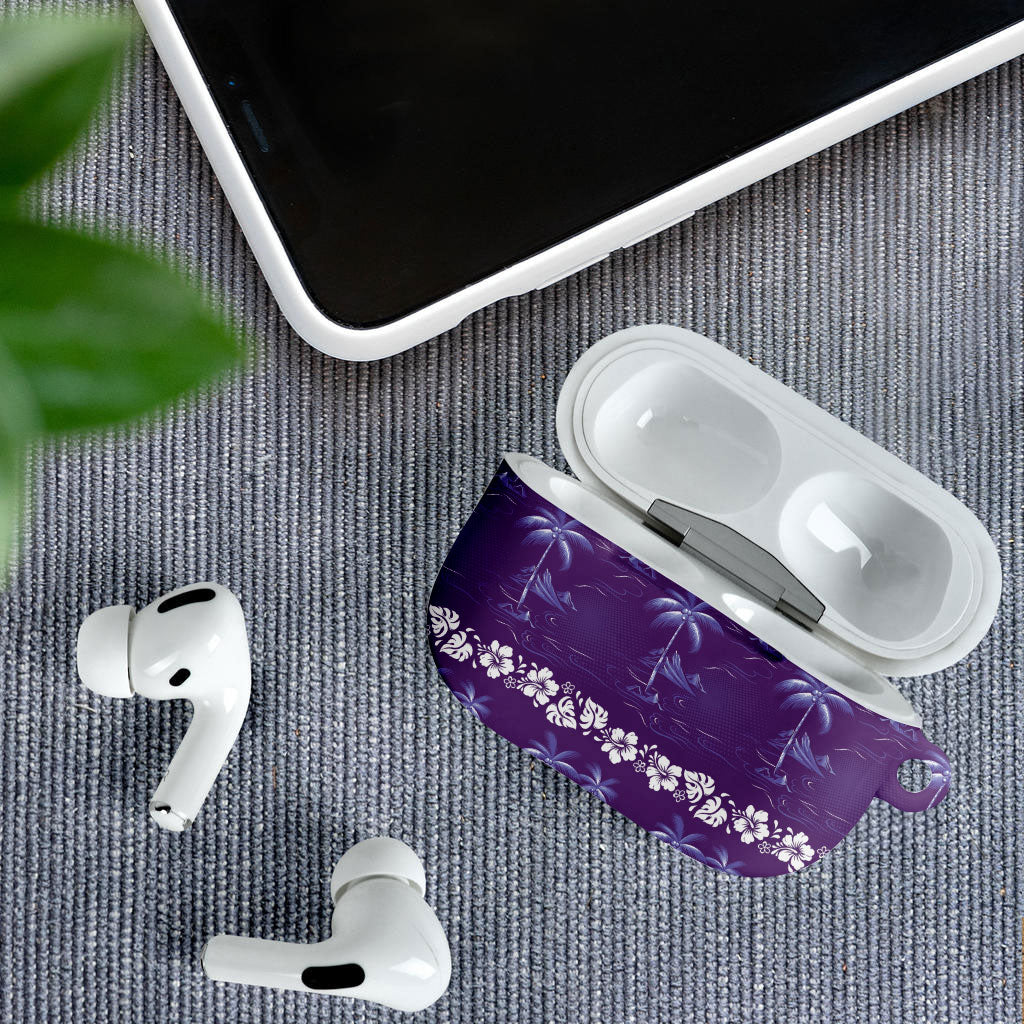 Purple Hawaii Palm Tree Hibiscus AirPods Case Fantasy Summer Vibe LT01 - Polynesian Pride