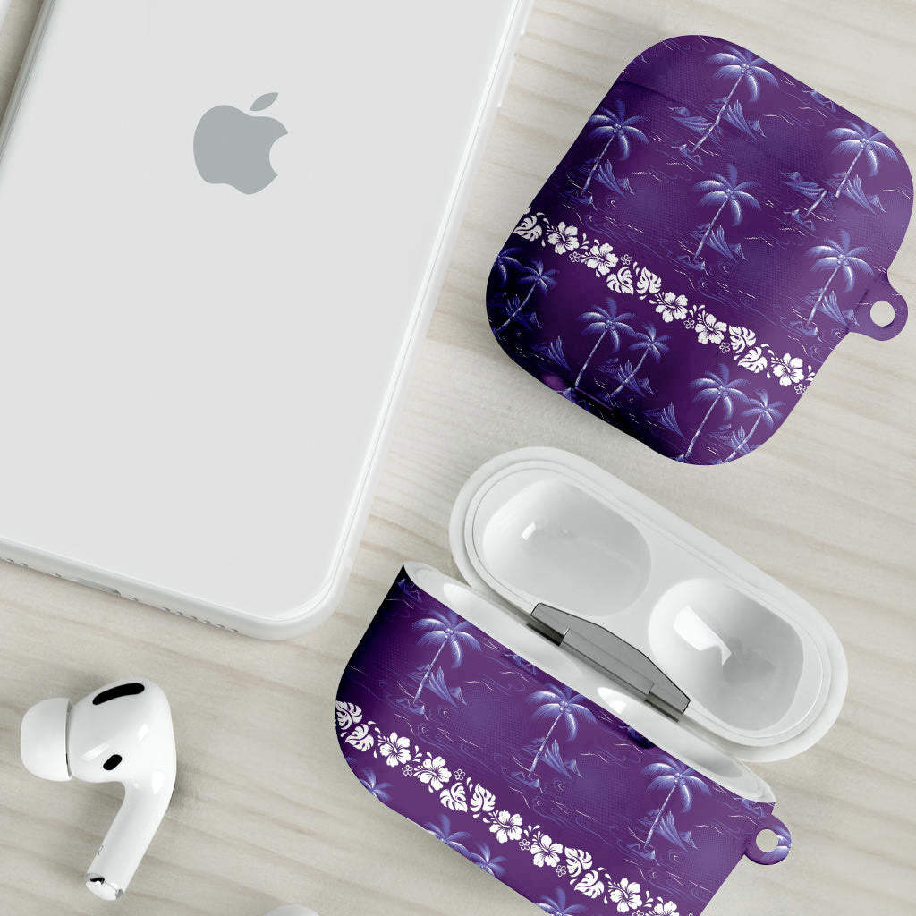 Purple Hawaii Palm Tree Hibiscus AirPods Case Fantasy Summer Vibe LT01 - Polynesian Pride
