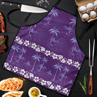 Purple Hawaii Palm Tree Hibiscus Apron Fantasy Summer Vibe