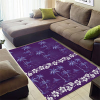 Purple Hawaii Palm Tree Hibiscus Area Rug Fantasy Summer Vibe LT01 - Polynesian Pride