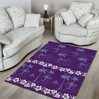 Purple Hawaii Palm Tree Hibiscus Area Rug Fantasy Summer Vibe LT01 - Polynesian Pride