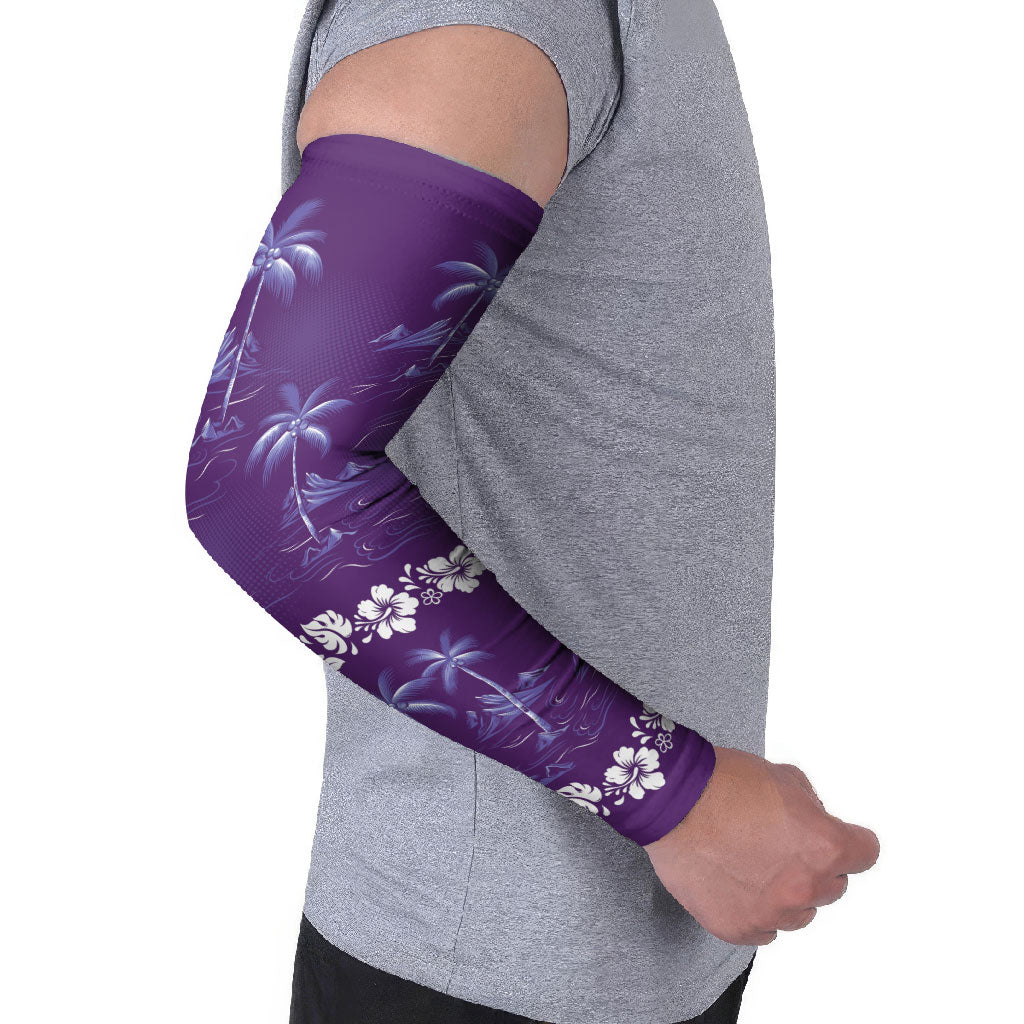 Purple Hawaii Palm Tree Hibiscus Arm Sleeves Fantasy Summer Vibe LT01 - Polynesian Pride