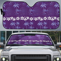 Purple Hawaii Palm Tree Hibiscus Auto Sun Shade Fantasy Summer Vibe LT01 Purple - Polynesian Pride