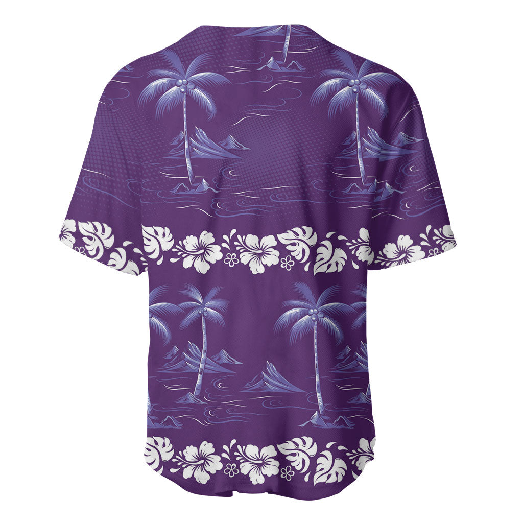 Purple Hawaii Palm Tree Hibiscus Baseball Jersey Fantasy Summer Vibe
