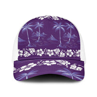 Purple Hawaii Palm Tree Hibiscus Baseball Net Cap Fantasy Summer Vibe