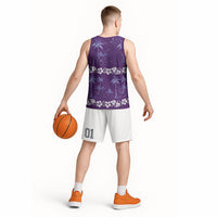 Purple Hawaii Palm Tree Hibiscus Basketball Jersey Fantasy Summer Vibe LT01 - Polynesian Pride