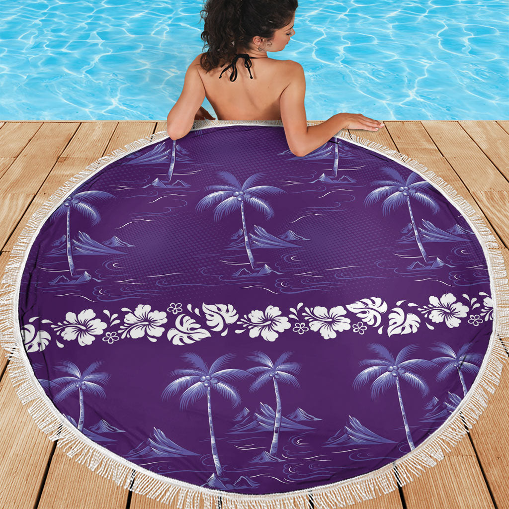 Purple Hawaii Palm Tree Hibiscus Beach Blanket Fantasy Summer Vibe