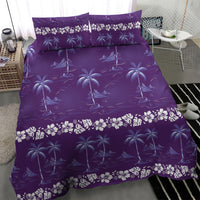 Purple Hawaii Palm Tree Hibiscus Bedding Set Fantasy Summer Vibe LT01 - Polynesian Pride