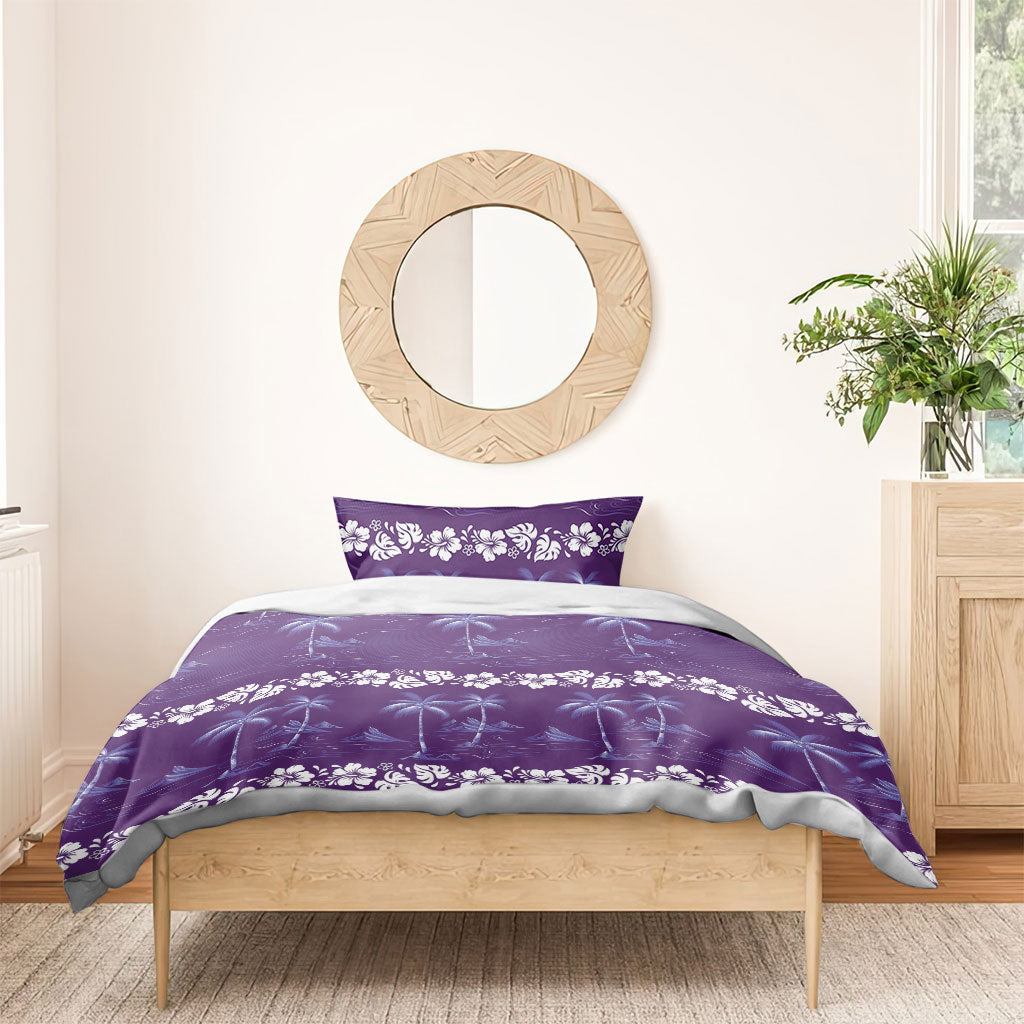 Purple Hawaii Palm Tree Hibiscus Bedding Set Fantasy Summer Vibe LT01 - Polynesian Pride