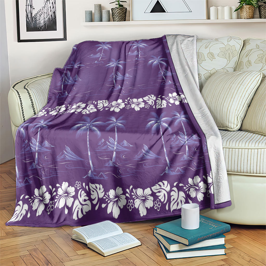 Purple Hawaii Palm Tree Hibiscus Blanket Fantasy Summer Vibe